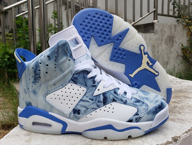 Women Jordan Shoes 6 Grade AAA Washed Denim - Click Image to Close